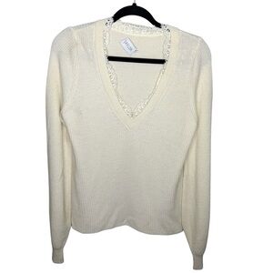 SAYLOR / Eugenie off white cream balloon sleeve lambswool blend sweater / XS